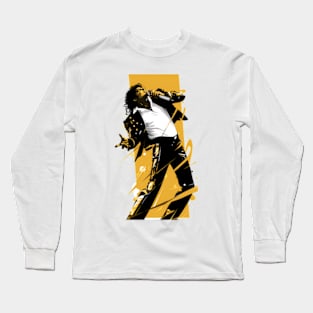 Pop King - Yellow Backdrop - Pop Music Long Sleeve T-Shirt